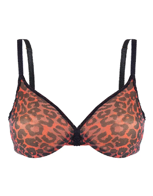 Lace bras with full support -Gossard Glossies Leopard Sheer Bra Black/Red