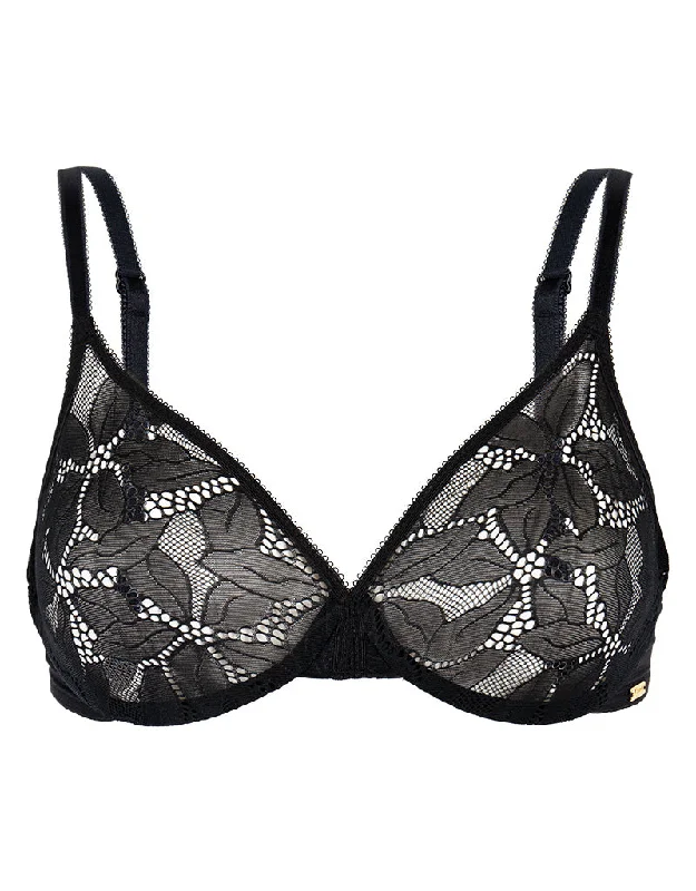 Peek-a-boo bra for honeymoon -Gossard Glossies Lotus Sheer Bra Black