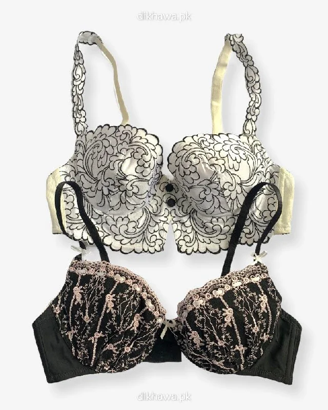 Push up bras with trendy styles -Imported Stocklot Branded Net Pushup Bra - Underwired Bra - Non Padded Bra - Pack of 2 Push up bras with trendy styles -Imported Stocklot Branded Net Pushup Bra - Underwired Bra - Non Padded Bra - Pack of 2