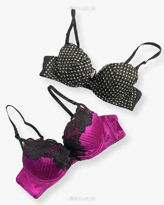Push up bras for all day wear -Imported Stocklot Branded Net Pushup Bra - Underwired Bra - Non Padded Bra - Pack of 2 Push up bras for all day wear -Imported Stocklot Branded Net Pushup Bra - Underwired Bra - Non Padded Bra - Pack of 2