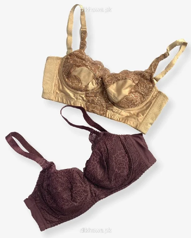 Push up bras that are eco friendly -Imported Stocklot Branded  Net Pushup Bra - Underwired Bra  - Non Padded Bra - Pack of 2