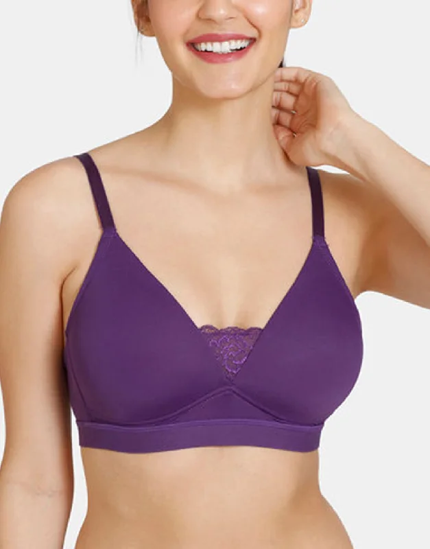 Seamless sports bras for no chafing -LIGHTLY PADDED NON WIRED T SHIRT BRA-PLUM