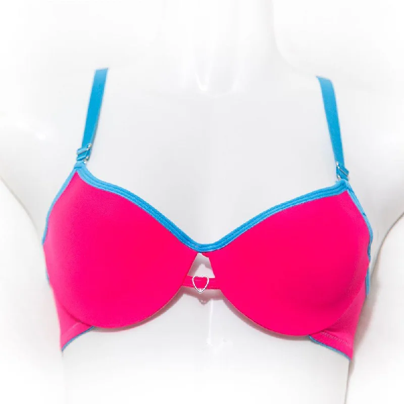 Push up bra for asymmetrical breasts -Love Bra - Pink & Blue - Removable Straps Pushup Bra Push up bra for asymmetrical breasts -Love Bra - Pink & Blue - Removable Straps Pushup Bra