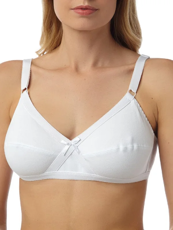 Non wired bras for effortless style -Cross Front Bra - White
