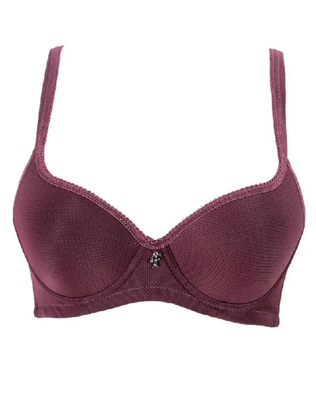 Push up bras without metal -Maroon Soft Net Flourish Bra - Single Soft Padded Underwired Bra - FL3263 Push up bras without metal -Maroon Soft Net Flourish Bra - Single Soft Padded Underwired Bra - FL3263