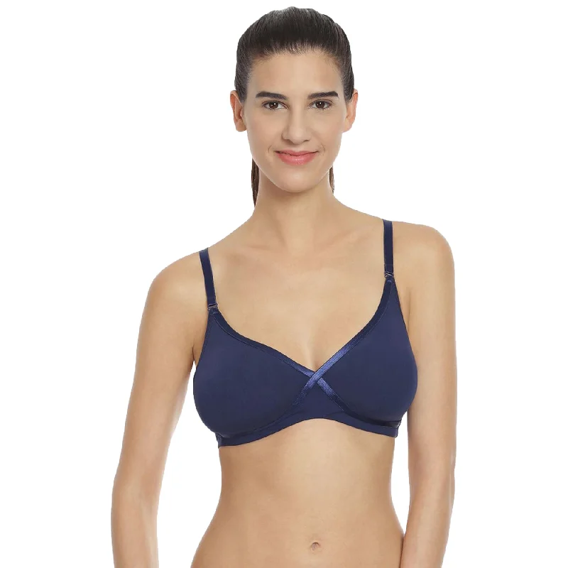 Non wired bras for different body shapes -Medium Coverage Non Padded Non wired Cross Over Seamless Organic Cotton Bra-CB-402