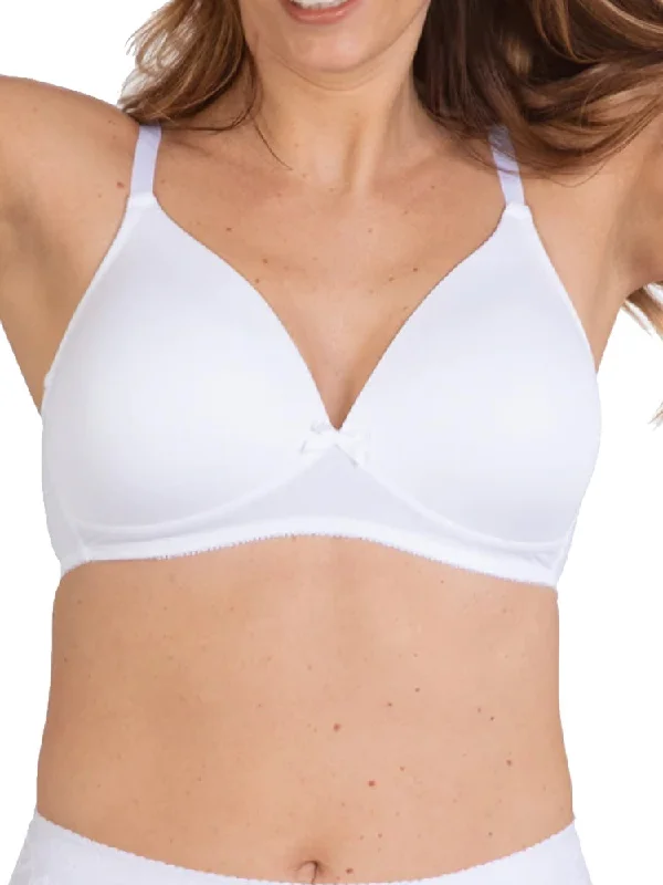 Non wired bras for active lifestyles -Moulded Soft Cup Bra - White