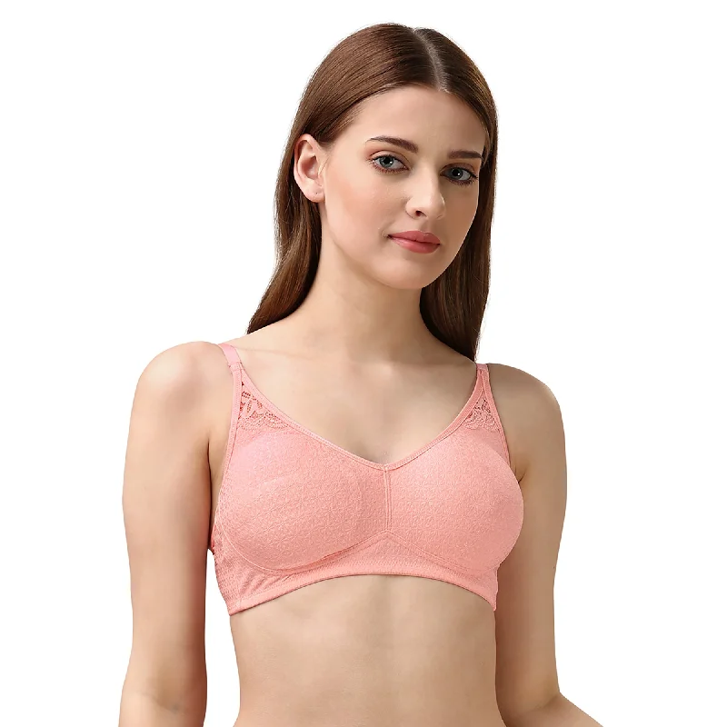 Non wired bras for large sizes -1Non Padded Non Wired Medium Coverage Lace Bra FB-708
