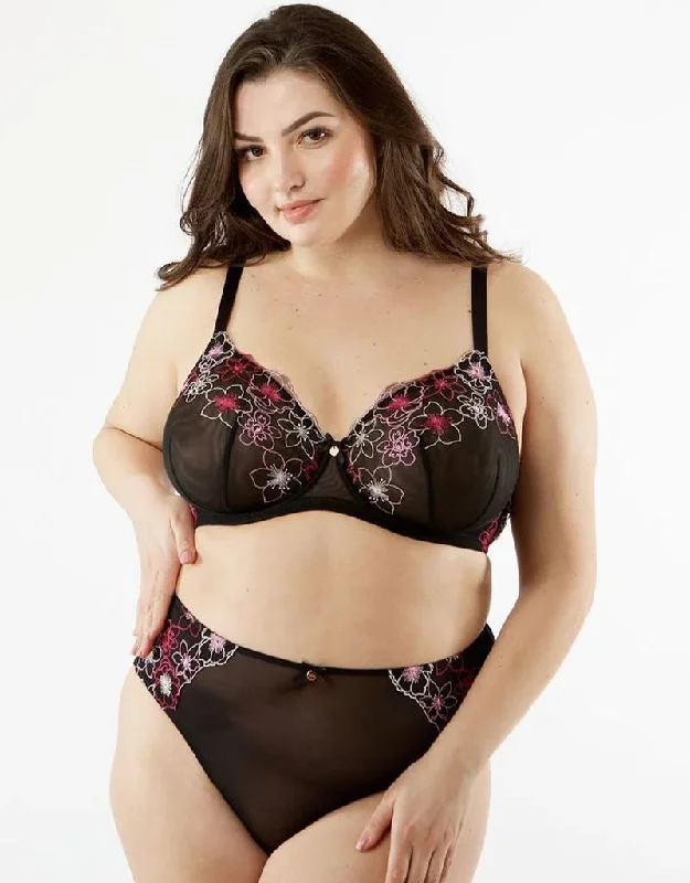 Which bra is best for side support? -Oola Embroidery Balconette Bra Black