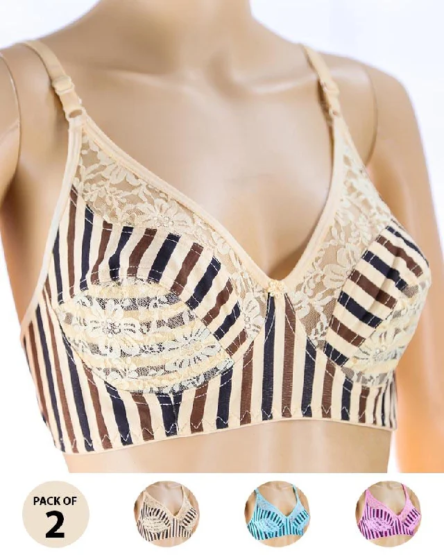 Non wired bras without padding -Pack of 2 Madam Bra - N4 - Non Padded Bra - Non Wired Bra
