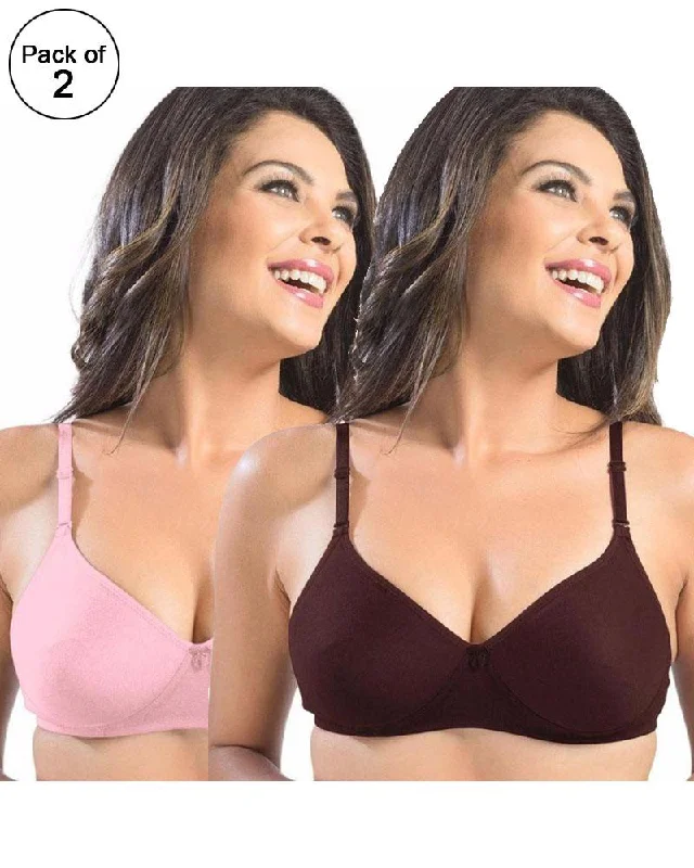 Non wired bras with adjustable straps -Pack of 2 - Sonari Catwalk Bra - Non Padded Non Wired - Imported Bra - Random Colors
