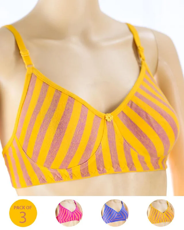 Non wired bras that are affordable -Pack of 3 - Madam Bra - M-3 - Non Padded, Non Wired Bra, Soft Jersey Cotton Bra Non wired bras that are affordable -Pack of 3 - Madam Bra - M-3 - Non Padded, Non Wired Bra, Soft Jersey Cotton Bra