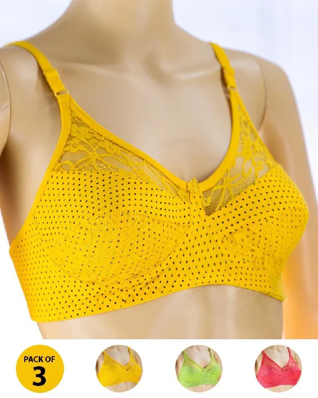 Non wired bras with discreet packaging -Pack of 3 Madam Bra - N2 - Non Padded Bra - Non Wired Bra