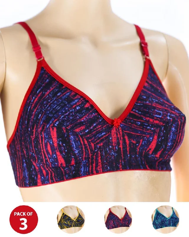Non wired bras with wide straps -Pack of 3 Madam Bra - S13 - Non Padded Bra - Non Wired Bra Non wired bras with wide straps -Pack of 3 Madam Bra - S13 - Non Padded Bra - Non Wired Bra