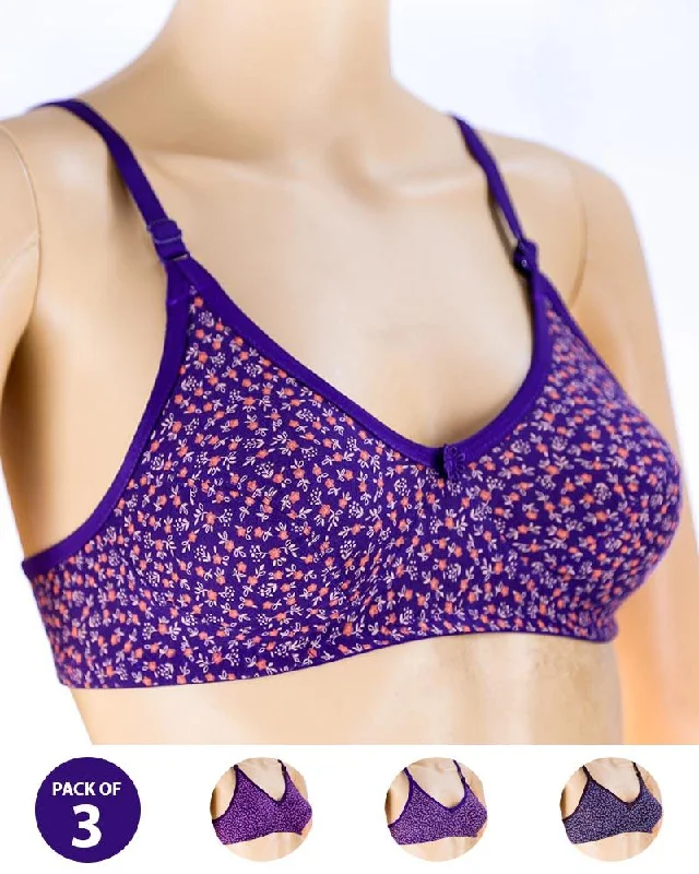 Non wired bras that are easy to care for -Pack of 3 Madam Bra - Sarina-4 - Non Padded Bra - Non Wired Bra Non wired bras that are easy to care for -Pack of 3 Madam Bra - Sarina-4 - Non Padded Bra - Non Wired Bra