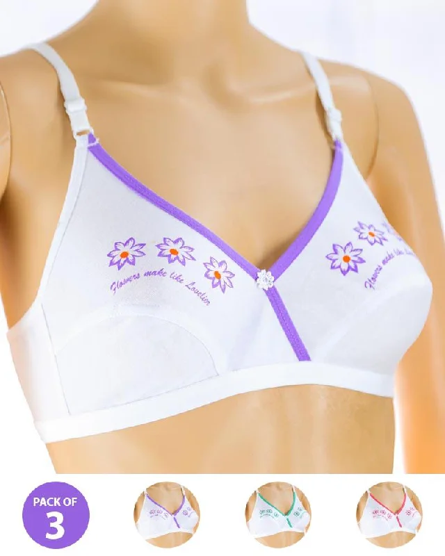 Non wired bras with best customer satisfaction -Pack of 3 Madam Bra - Tatto - Non Padded Bra - Non Wired Bra Non wired bras with best customer satisfaction -Pack of 3 Madam Bra - Tatto - Non Padded Bra - Non Wired Bra