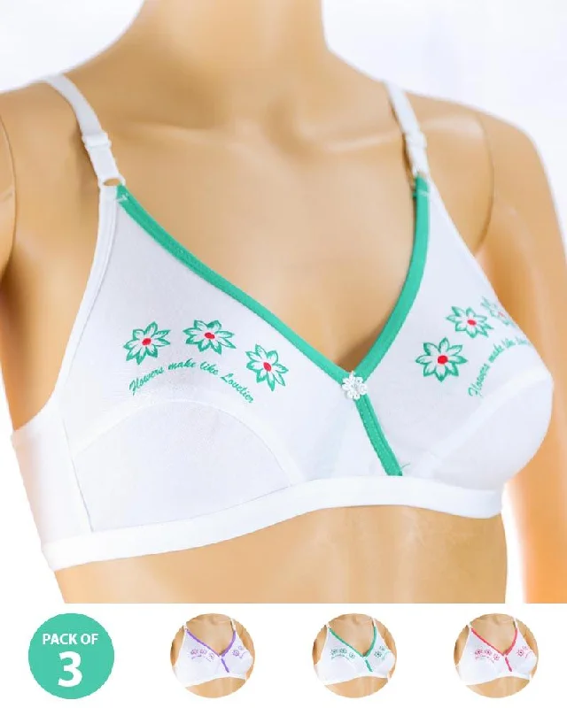 Non wired bras for every occasion -Pack of 3 Madam Bra - Tatto - Non Padded Bra - Non Wired Bra Non wired bras for every occasion -Pack of 3 Madam Bra - Tatto - Non Padded Bra - Non Wired Bra