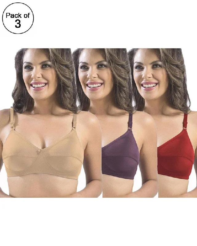 Non wired bras that provide support -Pack of 3 -  Sonari Loreal Bra - Non Padded Non Wired - Imported Bra - Random Colors