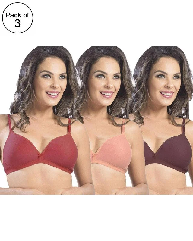 Non wired bras for everyday use -Pack of 3 - Sonari Omania Bra - Non Padded Non Wired - Imported Bra - Random Colors