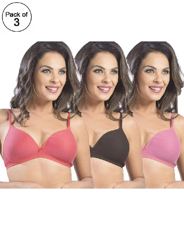 Non wired bras for sleeping -Pack of 3 - Sonari Omania Bra - Non Padded Non Wired - Imported Bra - Random Colors