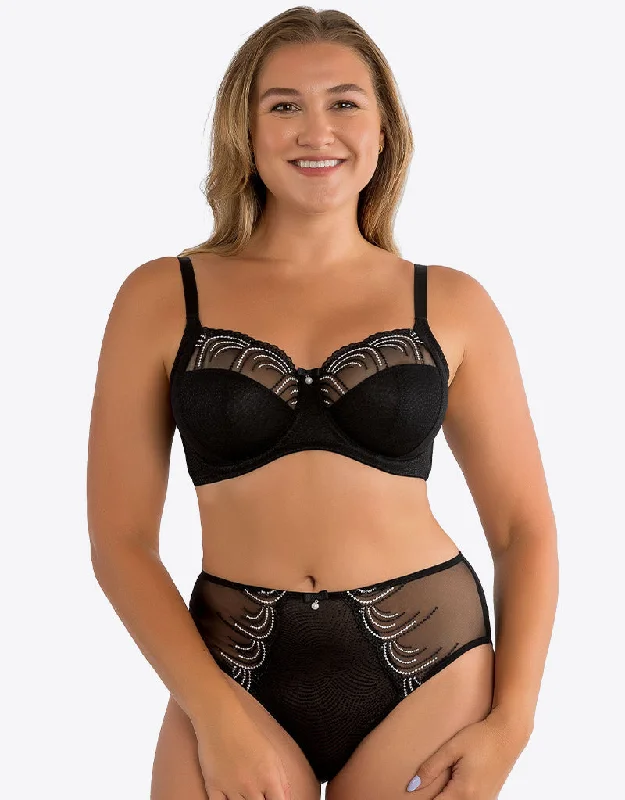 Cage bra with adjustable straps -Parfait Pearl Full Cup Side Support Bra Black