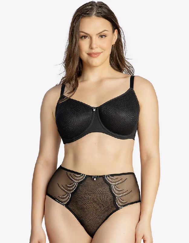 Padded bras breathable fabric -Parfait Pearl Unlined Seamless Minimizer Bra Black