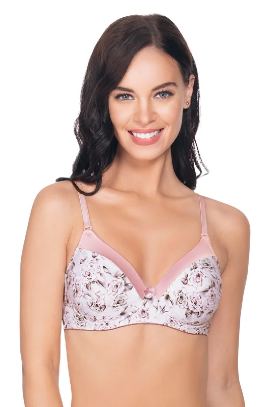 Cotton bras for sensitive skin -Satin Edge Padded Non-wired T-shirt Bra - Dawn Pink Pr Cotton bras for sensitive skin -Satin Edge Padded Non-wired T-shirt Bra - Dawn Pink Pr