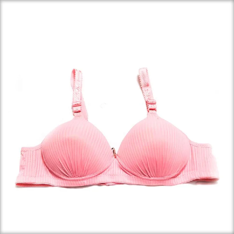 Push up bras with high support -Pink Single Padded Bra