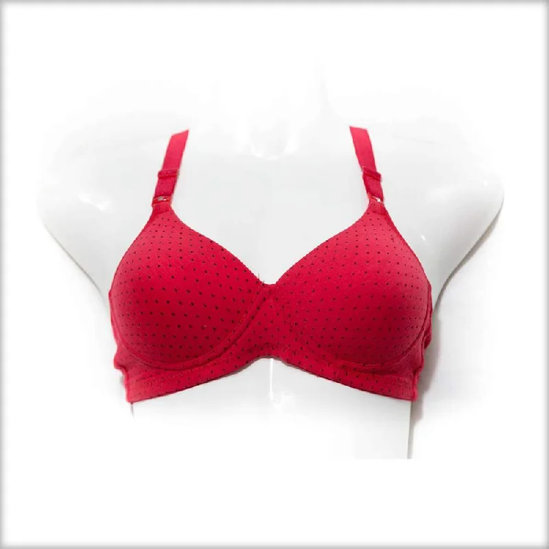 Push up bras with removable pads -Polka Dotted Red Bra