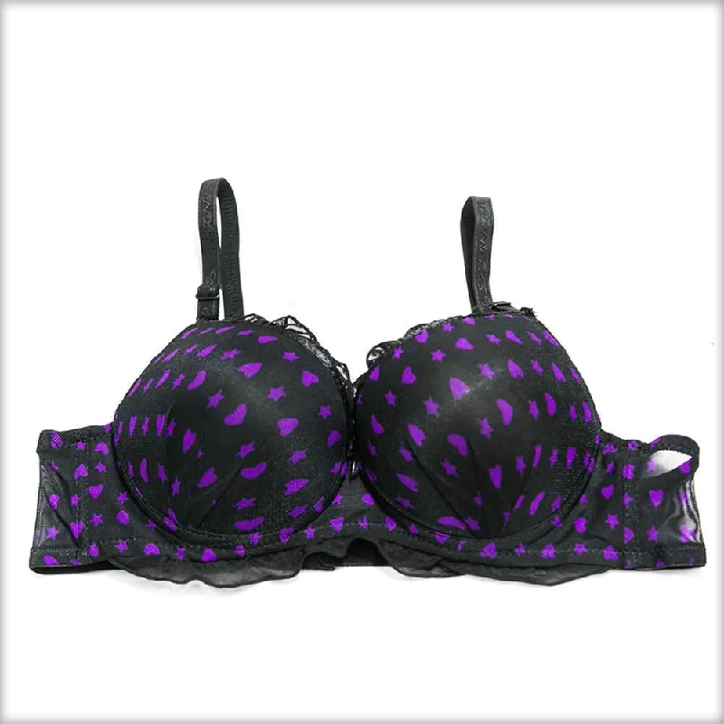 Push up bras for small breasts -Purple Heart Double Padded Black Bra