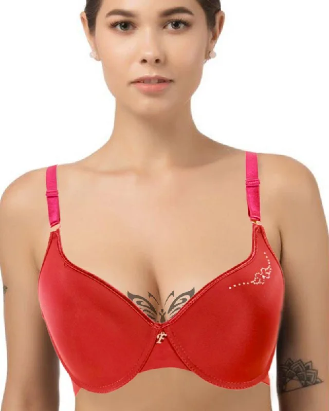 Push up bras for teenagers -Red Fancy Soft Padded Flourish Bra - Single Padded Underwired Bra - FL913 Push up bras for teenagers -Red Fancy Soft Padded Flourish Bra - Single Padded Underwired Bra - FL913