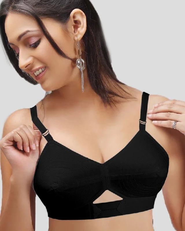 Non wired bras that are unforgettable -Red Rose Bra - Tulip - Black