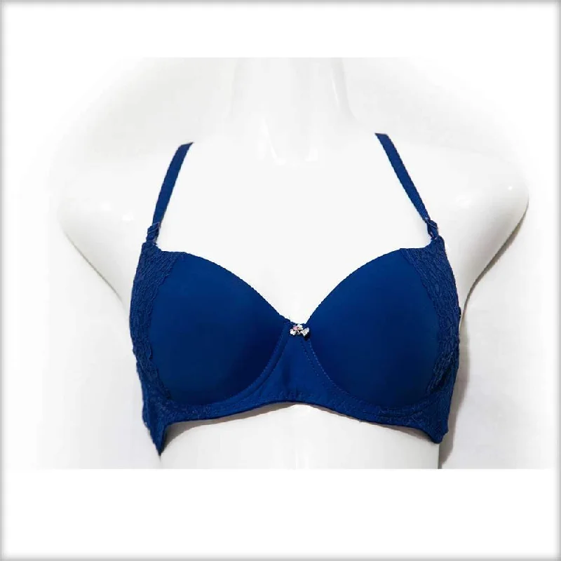 Push up bras with push up pads -Royal Blue Double Padded Underwired Bra