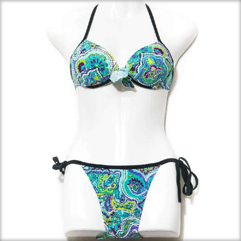 Push up bras that are comfortable -Sea Green Fusion Bikini Set