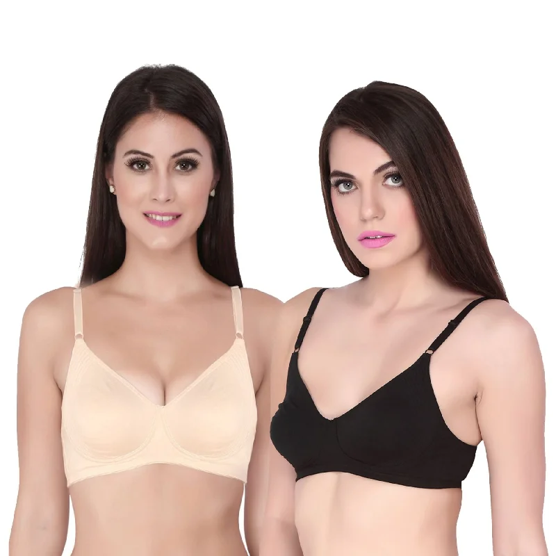 Non wired bras that are invisible under clothes -Semi Coverage Encircle Non Padded Non Wired Cotton Bra (PACK OF 2) CB-305 Non wired bras that are invisible under clothes -Semi Coverage Encircle Non Padded Non Wired Cotton Bra (PACK OF 2) CB-305