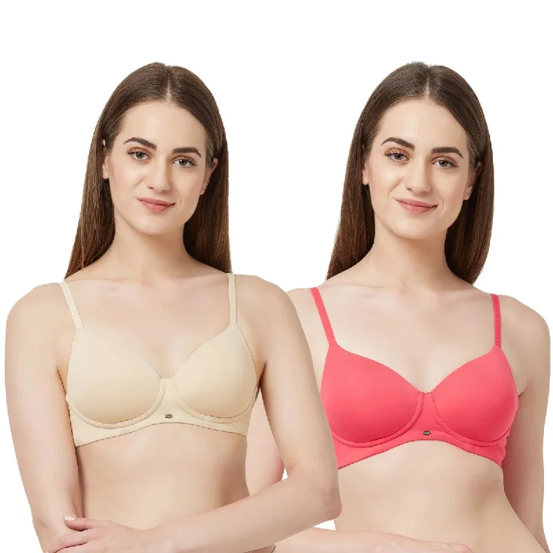 Non wired balconette bras for wide neck tops -Semi/Medium Coverage Padded Non Wired T-shirt Bra(PACK OF 2)-CB-123 Non wired balconette bras for wide neck tops -Semi/Medium Coverage Padded Non Wired T-shirt Bra(PACK OF 2)-CB-123