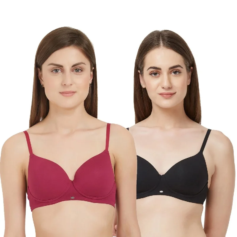 Non wired cotton bras for sensitive skin -Semi/Medium Coverage Padded Non Wired T-shirt Bra(PACK OF 2)-CB-123 Non wired cotton bras for sensitive skin -Semi/Medium Coverage Padded Non Wired T-shirt Bra(PACK OF 2)-CB-123