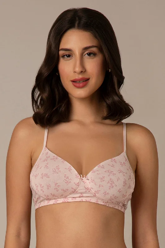 Cage bra what to wear with -Simply Soft Padded Non-Wired Cotton Bra - Pink Floral Print Cage bra what to wear with -Simply Soft Padded Non-Wired Cotton Bra - Pink Floral Print