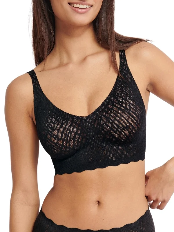 Non wired plus size bras for curvy women -ZERO Feel Bliss Bralette - Black