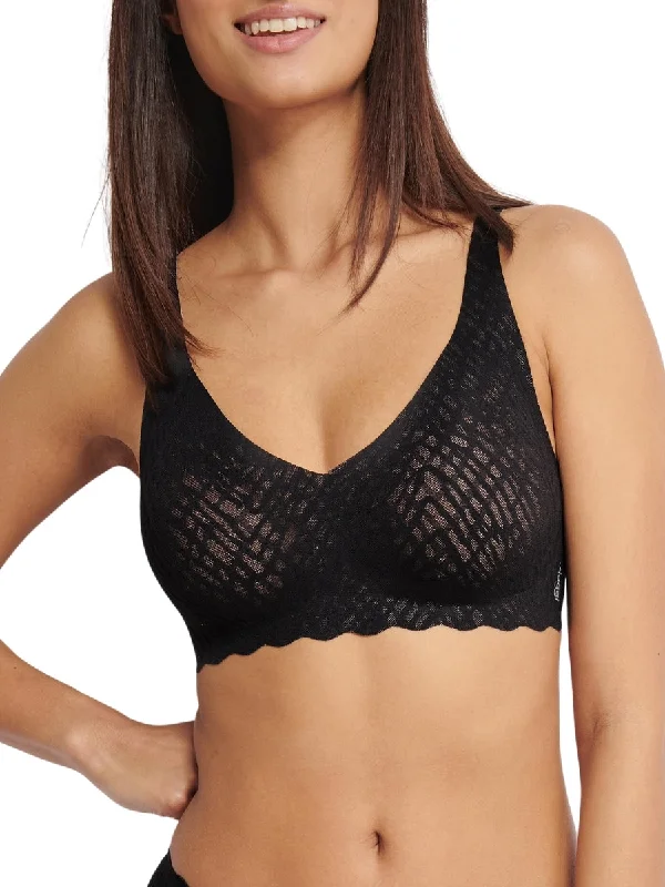 Non wired cotton bras for sensitive skin -ZERO Feel Bliss Soft Bra - Black