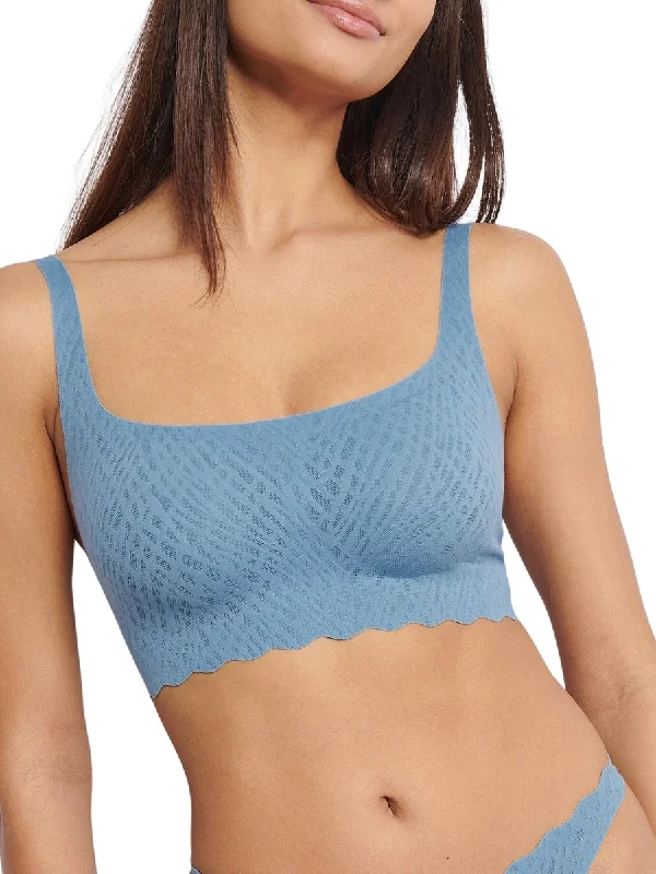Non wired longline bras for abdominal support -ZERO Feel Bliss Top - Azura Blue