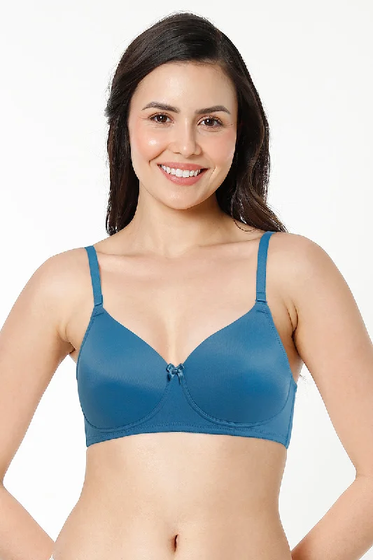 Bandeau bras for casual wear -Smooth Charm Padded Non-Wired T-Shirt Bra - Blue Sapphire