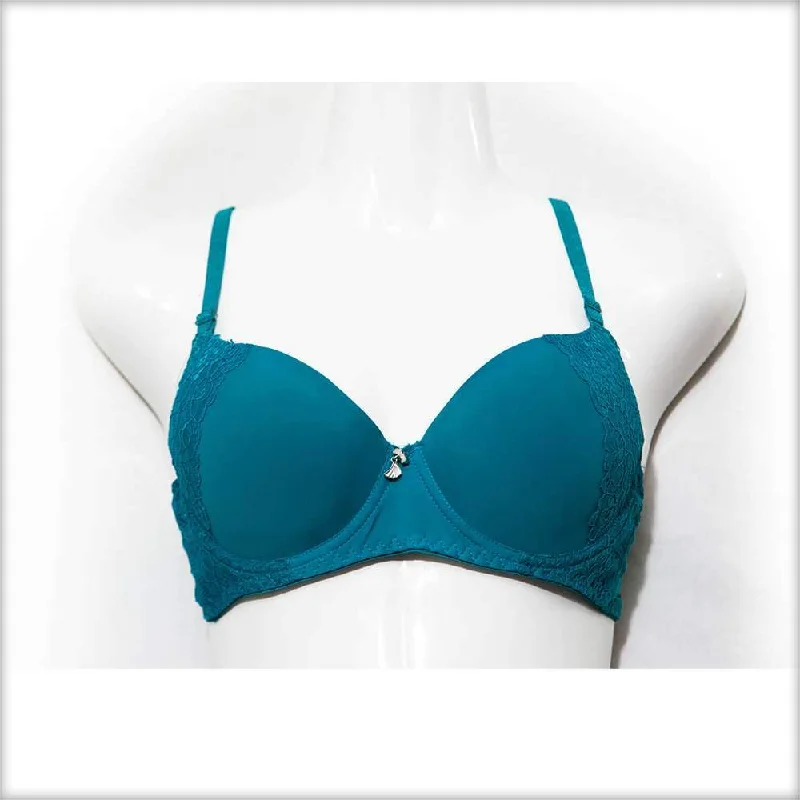 Push up bras that are seamless -Teal Double Padded Underwired Bra