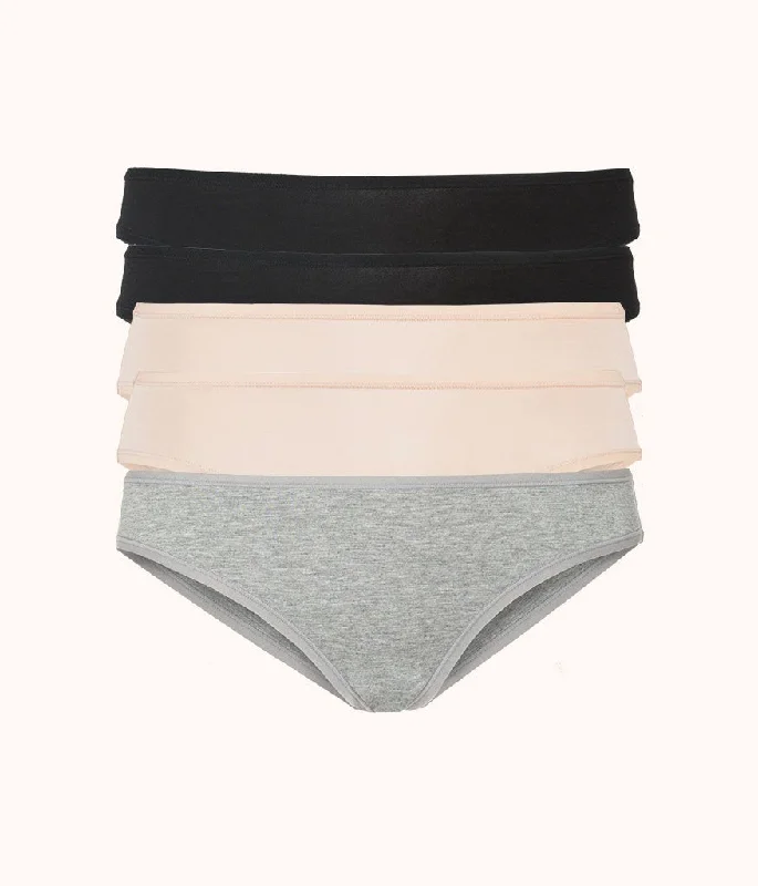 Deep V bras with wide straps -The All-Day Bikini 5-Pack: Heather Gray/Jet Black/Toasted Almond Deep V bras with wide straps -The All-Day Bikini 5-Pack: Heather Gray/Jet Black/Toasted Almond