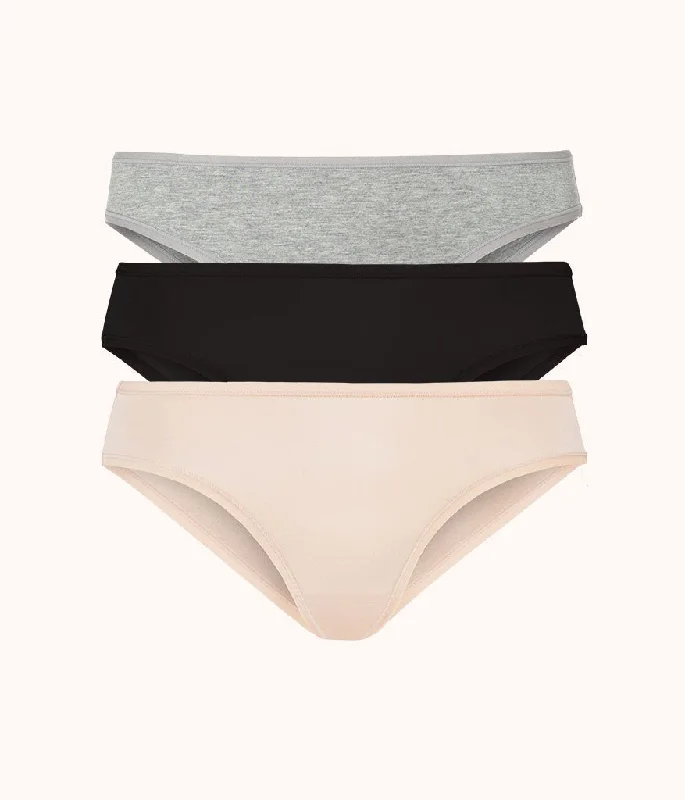 Deep V bras for every woman -The All-Day Bikini Bundle: Heather Gray/Jet Black/Toasted Almond