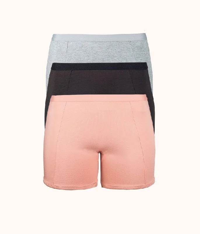 Deep v bra for asymmetrical breasts -The All-Day Boy Short Bundle: Heather Gray/Jet Black/Shell Pink Deep v bra for asymmetrical breasts -The All-Day Boy Short Bundle: Heather Gray/Jet Black/Shell Pink