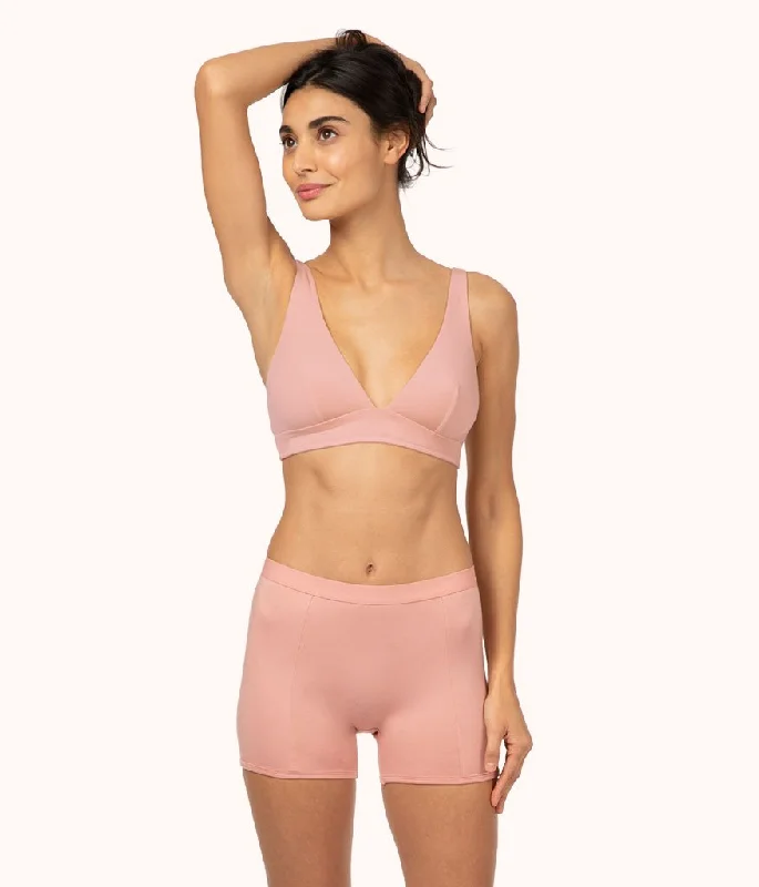 Comfortable deep v bra for all day wear -The All-Day Boy Short: Shell Pink