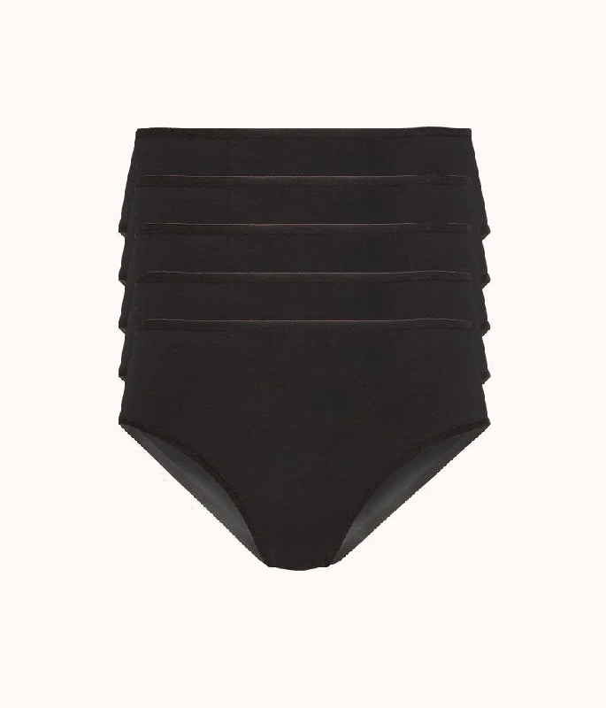 Deep V bras with front closure -The All-Day Brief 5-Pack: Jet Black