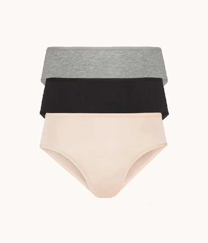 Deep V bras with unique features -The All-Day Brief Bundle: Heather Gray/Jet Black/Toasted Almond