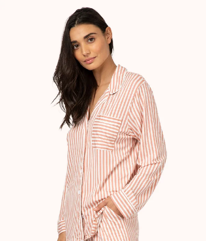 Where can I find affordable deep V bras online? -The All-Day Lounge Shirt - Print: Shell Pink Stripe Where can I find affordable deep V bras online? -The All-Day Lounge Shirt - Print: Shell Pink Stripe